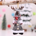 Plush Christmas reindeer ornament in grey felt with striped scarf and snowflake detail - Elk