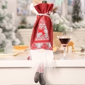 Funda de botella de vino gnomo Rudolph con tejido de reno rojo y barba blanca larga - Funda Botella Rudolph Rojo / Rojo