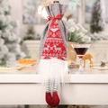 Funda para botella de vino de gnomo navideño en lino gris y punto rojo con barba - Funda Botella Rudolph Gris / Gris