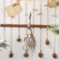 Gnome de Noël avec chapeau à carreaux jaune vert et détail de cœur gris - Style Chapeau Plaid Cœur Khaki