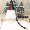 Gnomo di Natale in peluche con cappello a quadri e cuore rosso su supporto in metallo - Ciondolo Bambola Senza Volto Cappello Plaid Extra Lunga