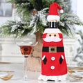 Kerst wijnfles hoes met kerstman ontwerp en bijpassende mini rode muts - Kerstman