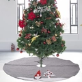 Gonna per albero di Natale grigia 120cm in lino con ricamo di gnomo e decori natalizi - Tessuto di canapa / Stile Gnomo / Grigio