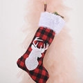 Classic red and black buffalo plaid Christmas stocking with white faux fur trim and reindeer - Deer Head Style