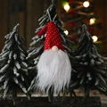 Gnomo de Navidad colgante con gorro rojo de estrellas y luces LED decorativas - Rojo