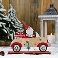 Babbo Natale in auto di legno con regali e pino per decorazione natalizia - Stile Legno Naturale / Grande