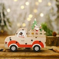 Christmas wooden truck decor with Santa and Snowman prints on a rustic wood base - Santa Claus