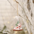 Christmas clear dome ornament with Santa Claus and snow inside on a hanging rope - Transparent Dome Foam Snow Santa Claus Style