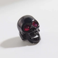 Gothic skull charm with black plating and red zircon eyes for custom jewelry bracelets - Red Eye Black Skull (02)