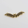 18K gold plated bat-shaped connector with micro-paved black zircons for DIY jewelry making - Black Bat