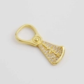 Pendentif tirette de zip plaqué or 18 carats avec oxydes de zirconium et motif onde W - Tirette de fermeture éclair