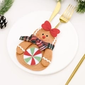 Portaposate a forma di omino di pan di zenzero con fiocco rosso per decorazioni natalizie - Stile Omino di Pan di Zenzero (新款刀叉套姜饼人款)