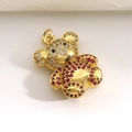 Macro detail of bear pendant with gold plating and micro-set red and white zircons - Full Red Rhinestone Bear (08)