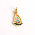 Pendentif voilier doré en émail multicolore avec zircone pour création de bijoux DIY - Voilier Coloré