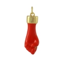 Pendentif Mano Figa rouge poli avec calotte dorée pour colliers et bijoux DIY - Paume Rouge (05)