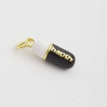 Pendentif capsule happy émaillé noir et blanc avec anneau de liaison plaqué or 18K - Capsule Noir Blanc