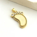Gold plated footprint pendant with opal inlay and sparkling zircons for DIY jewelry - Footprint Style (04)
