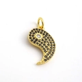 Pendentif poisson Yin Yang plaqué or 18 carats avec zircon noir et pierre blanche - Yin Yang Noir