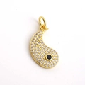 Pendentif virgule plaqué or 18 carats avec zircone blanc et pierre précieuse noire - Yin Yang Blanc