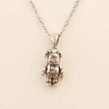Vintage punk teddy bear pendant necklace with antique silver finish and adjustable chain - Anthropomorphic Bear (01) / Antique Silver