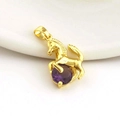 Detailed macro view of a golden horse pendant holding a purple faceted zircon gemstone - Running Horse Purple Gem Style (12)