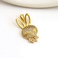 Detailed macro view of a gold-plated rabbit pendant with sparkling zircon micro-pave stones - Cute Rabbit Style (07)