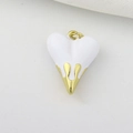 Detail of white enamel and gold liquid heart pendant with a metallic connector ring - White