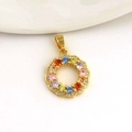 Close-up of a 18k gold-plated wreath pendant with multicolor zircons and micro-pave crystals - Multi-color Hollow Wreath Style (12)