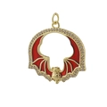 Hip hop bat pendant in 18k gold plating with red enamel and pavé crystals - Bat Ring / Gold Red Bat (02)
