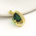 Light luxury 18k gold plated pendant with green pear-shaped zircon and white small stones - Water Drop Green Gemstone Style (01)