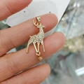 Golden reindeer pendant with sparkling zircons and a small star charm for DIY jewelry - Christmas Reindeer Star Style (05)