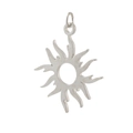 Detailed view of silver sun pendant with radiant flame patterns and hollow center ring - Silver Sun Flower (15)