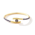 Detailopname van de koperen vergulde armband met paars emaille en vintage patronen - Alleen Donkerblauwe Armband (Zonder Ring)