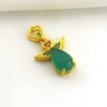 Detailed view of angel pendant with gold plating, green agate teardrop, and colorful gems - Gold Angel Pendant (02)