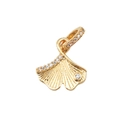 Dettaglio del ciondolo a foglia di ginkgo placcato oro 18k con pavé di zirconi luminosi - Stile Foglia di Ginkgo Singola Strass (15)