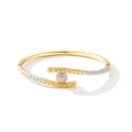 Detail van een 18k vergulde armband met blauw emaille en retro reliëfpatronen in goud - Alleen Lichtblauwe Armband (Zonder Ring)