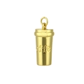 Polished gold coffee cup pendant with embossed text and top ring for DIY jewelry making - Gold Coffee Cup Style (13)