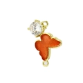Colgante mariposa dorado con esmalte naranja y circonita para creación de joyas DIY - Naranja (B)