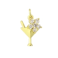 Macro detail of a gold cocktail glass pendant with micro-set zircons and a straw - Creative Cocktail Glass Rhinestone Style (09)