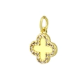 Detailed view of a gold clover charm with micro-pave zircons and center cross design - Gold Pave Zirconia Clover Style (14)