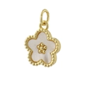 Golden five-petal flower pendant with white mother-of-pearl center and beaded edges - Gold Five-Petal Plum Blossom Pendant (G)