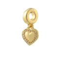 Ciondolo a cuore placcato oro 18k con zirconi bianchi per bracciali e collane DIY - Stile Cuore d'Oro con Strass (08)