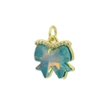 Bow-shaped zircon pendant with blue gemstone and gold plated setting for DIY jewelry - Lake Blue Bow