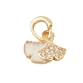 Pendente foglia di ginkgo placcato oro 18k con smalto bianco e cristalli lucidi - Stile Foglia di Ginkgo a Forma di Ventaglio Strass (13)