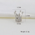 Macro detail of crown charm with white cubic zirconia and silver metal dimensions - Crown A
