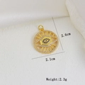 Detail des Evil-Eye-Anhängers mit Markierungen für Größe 2,6cm x 2,1cm und Gewicht 2,3g - Sonne Strahlender Böser Blick (L)