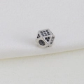 Polygonal crown bead charm with black zircon pavé for handmade braided bracelets - Dice Style B