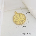 Detailed view of gold plated round pendant with zircon micro-pave and lucky symbols - Symbol Round (A)