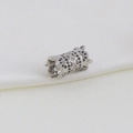 Silver hollow cylinder crown bead with black and clear cubic zirconia inlays - Flower Cylinder B