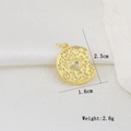 Dettaglio del ciondolo dorato da 2,3 cm con trama a raggiera e zircone lucido - Stile Moneta Motivo Solare (J)